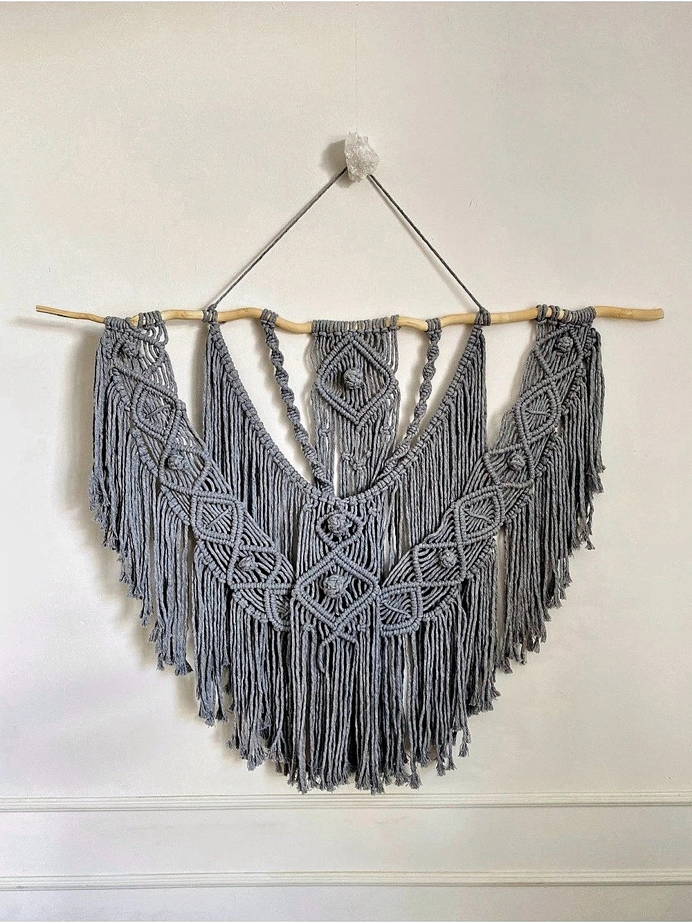 Large Macramé Wall Hanging in Gray